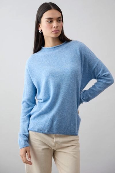 Mia Fratino Sloane Mock Neck Jumper In Cornflower