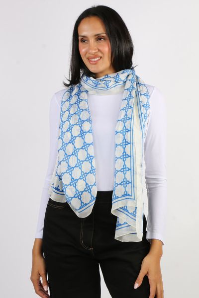 Namaskar Geometric Chain Scarf In White
