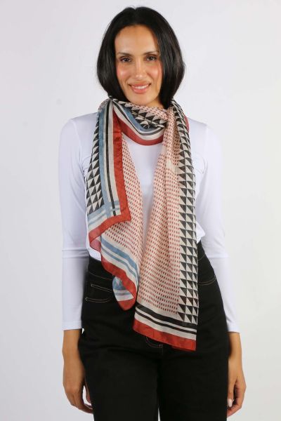 Namaskar Heritage Geometry Scarf In Rust