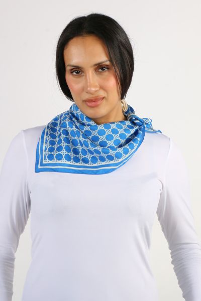 Namaskar Geometric Chain Square Scarf In Sky Blue