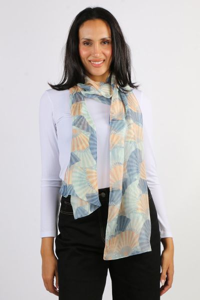 Namaskar Art Deco Fans Scarf In Multi