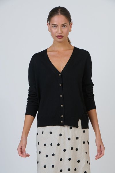 Naturals V Neck Cardi In Black