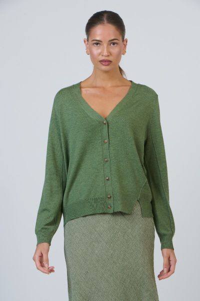 Naturals V Neck Cardi In Sage