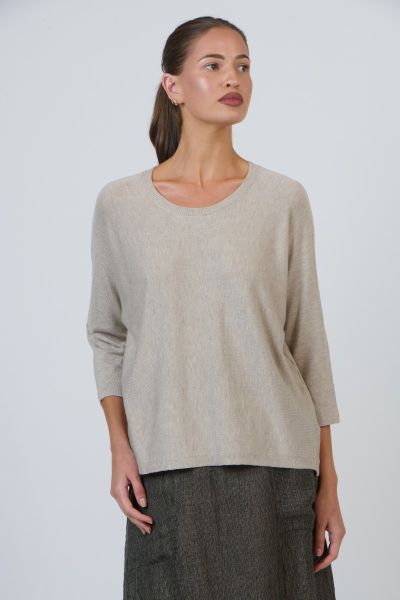 Naturals Relaxed Fine Knit Crew Neck Jumper In Natural