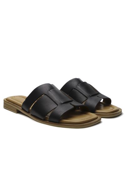 Piazza Grande Multi Strap Slip On Slide In Black
