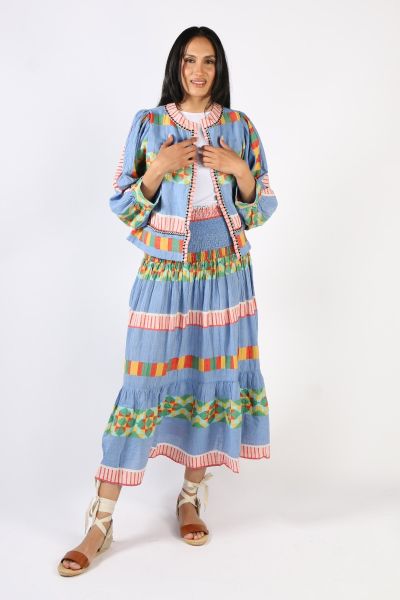Pearl & Caviar Zakar Rouched Maxi Skirt In Multi