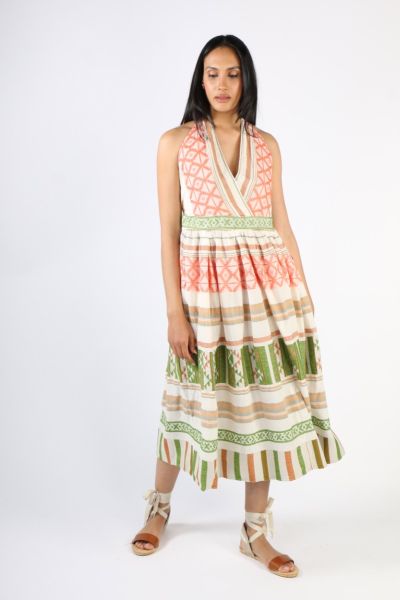 Pearl & Caviar Halter Neck Zakar Maxi Dress In Multi