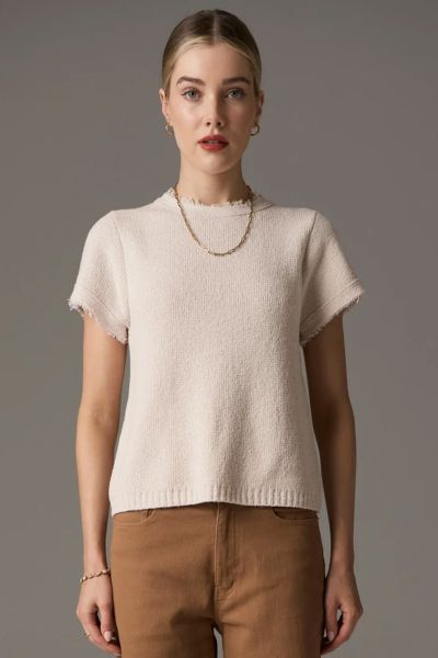 Pol Nara Fringe Tee In Natural