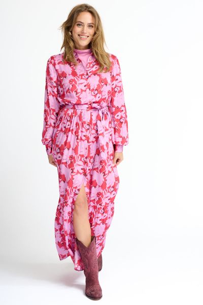 Pom Roze Flowers Dress In Hot Pink