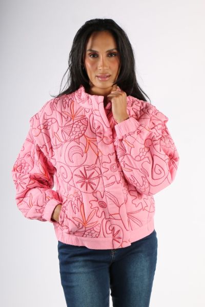 POM Embroidered Padded Jacket