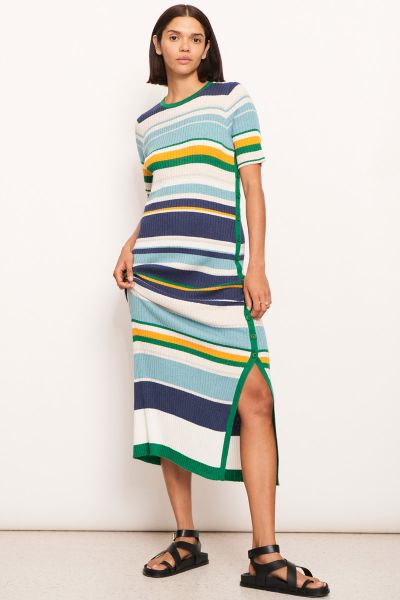 Pol Stripe Lido Dress In Green