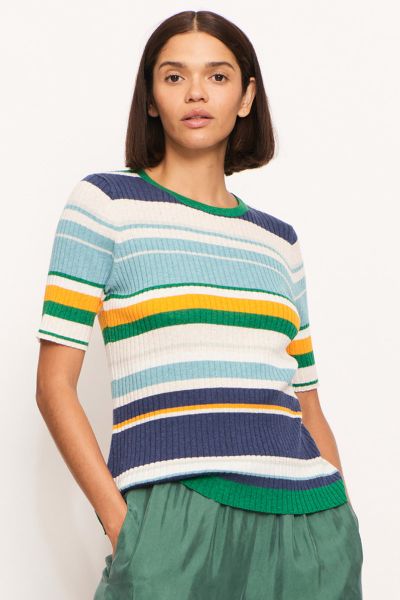 Pol Stripe Lido Top In Green