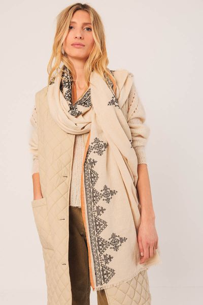 Indi and Cold Embroidered Mountain Shawl