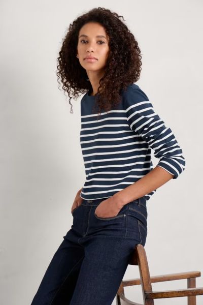 Seasalt Sailor Maritime Chalk Tee In Navy