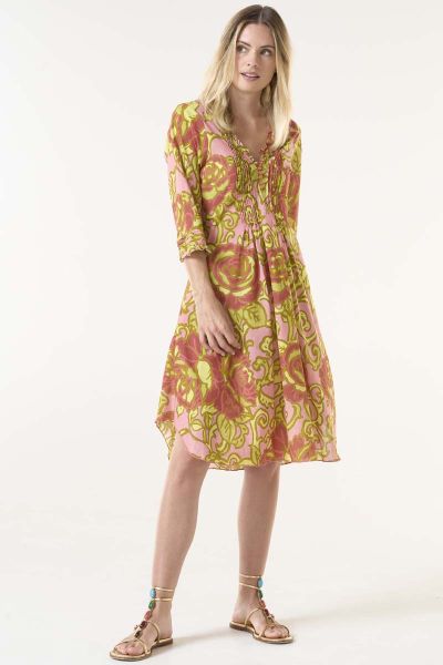 OneSeason San Sebastian Middy Poppy Dress In Terracotta