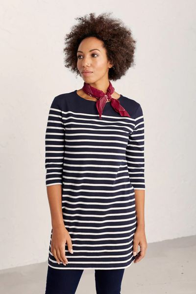 Seasalt Sailor Tunic In Navy Stripes