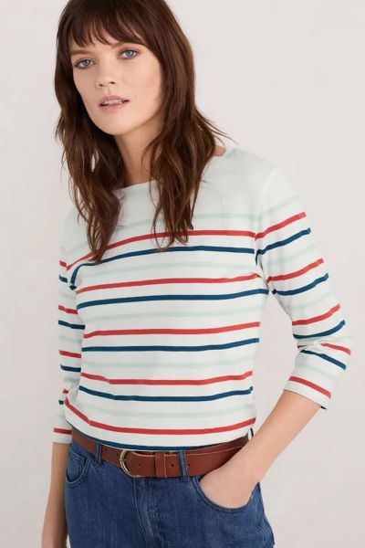 Seasalt Falmouth Tri Breton Soft Sky Sailor Tee In Sky