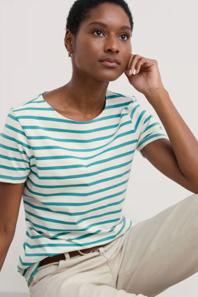 Seasalt Sailor Tee In Breton Chalk Tidal