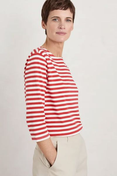 Seasalt Mini Cornish Tomato Chalk Sailor Top In Tomato