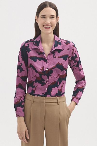 Nice Things Splash Print Shirt In Aubergine