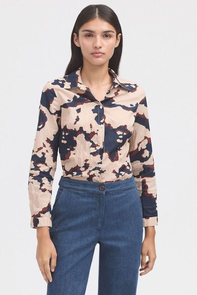 Nice Things Splash Print Shirt In Beige