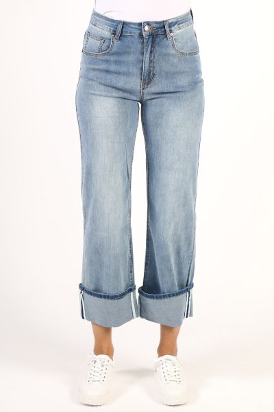 Threadz Roll Hem Jeans In Denim