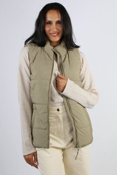 Threadz Alpine Puffer Vest In Khaki