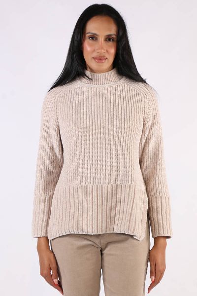 Two Ts Rib Mock Neck Knit In Latte