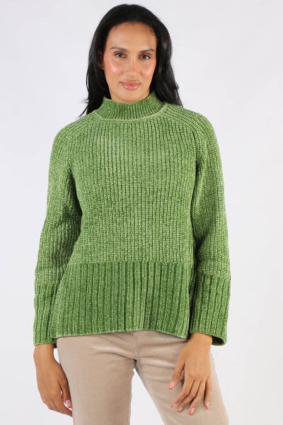 Two Ts Rib Mock Neck Knit In Kiwi