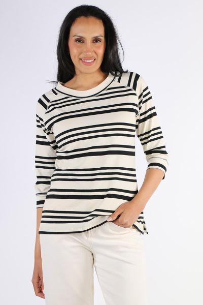 Vassalli Boat Neck Tee Top In Stripe