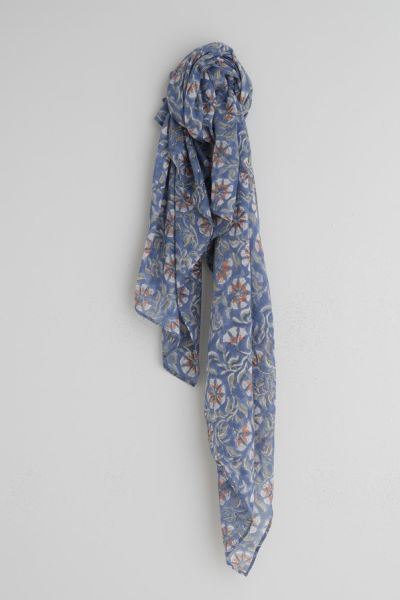 Indi & Cold Block Print Scarf In Blue