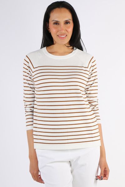 Yarra Trail Border Stripe Knit In Nutmeg
