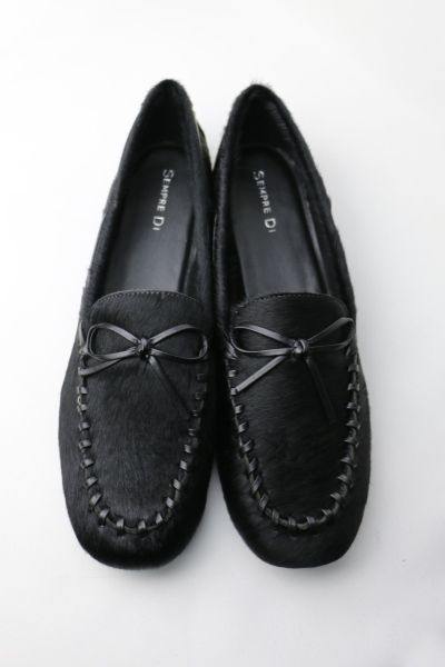 Tassel Trim Black Ponyskin Loafer By Sempre Di