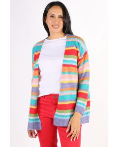 Fields Mohair Multi Stripe Cardi In Stripe