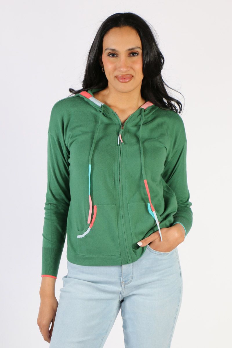 Green zip deals up hoodie womens
