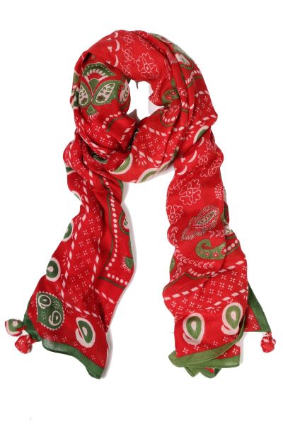 Erfurt Soft Printed Wool Scarf In Red