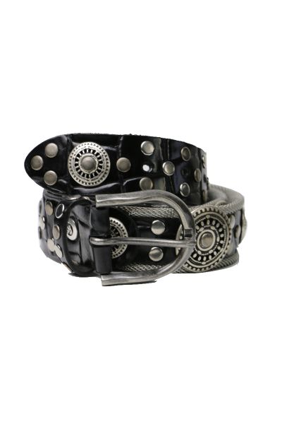B Belt Leather and Mesh Theo Belt In Black