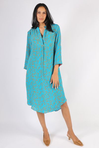 Anumpamaa Roma Vine Dress In Aqua