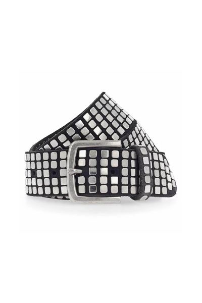 Quinn Geometric Studded Belt by BBelt In Black