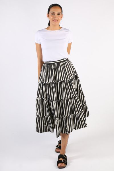 Bagruu Diwali Stripe Skirt In Black