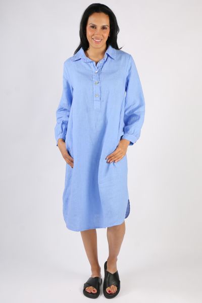 Blueberry Maria Pia Shirt Dress In Cornflower