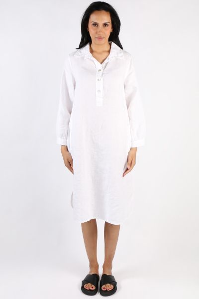 Blueberry Maria Pia Shirt Dress In White