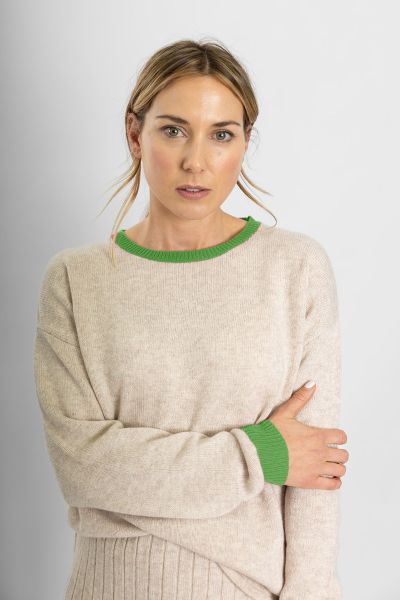 Bow & Arrow Swing Contrast Trim Jumper In Oat