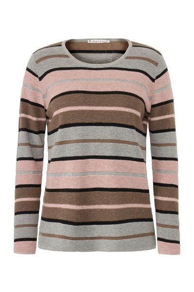 Classic Stripes get a fun makeover in this Mansted Chloe Jumper. In a merino cotton blend, the jumper in fun stripes, round neck and full sleeves is a perfect mood elevator. Style with easy wide leg denims or wool pants and boots.
