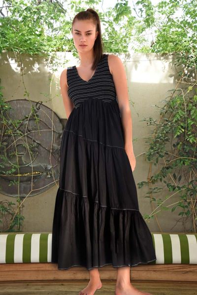 Cooper Shirring Is Caring Maxi Dress In Black