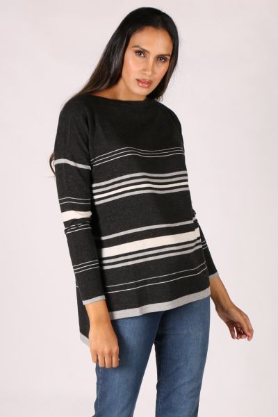 Split Hem Jumper In Black by Bridge & Lord 