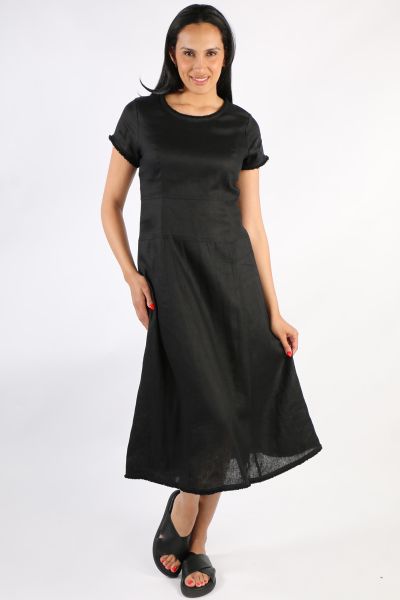 Foil Fringe Event Dress In Black