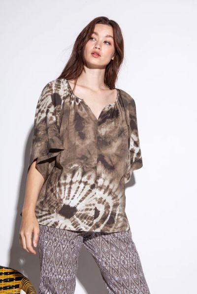 Funky Staff Julia Shibori Top In Mud