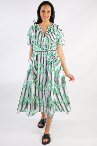 Goondiwindi Linen Maxi Dress Green Aquador Print
