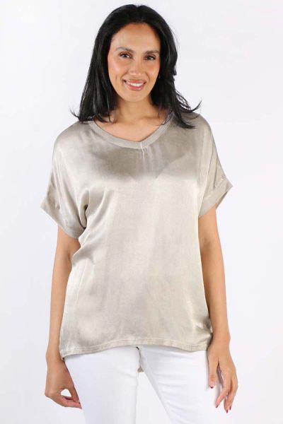 Hammock and Vine Classic V neck Tshirt In Stone